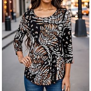 Women's T shirt Tee Graphic Black Print Long Sleeve Daily Weekend Fashion Round Neck Regular Fit Spring   Fall Lightinthebox