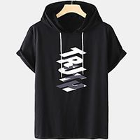 Men's Unisex Tee T shirt Hot Stamping Graphic Prints Letter Plus Size Short Sleeve Casual Tops Cotton Basic Designer Big and Tall White Blue Black Lightinthebox - thumbnail