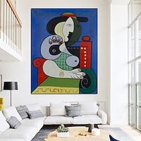 Hand painted Pablo Picasso Woman with a Watch oil painting Hand-Painted Oil Painting Replica Large Dinning Room Wall ArtBed Room Wall DecorKitchen Framed Art or only canvas Lightinthebox