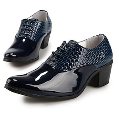 Men's Oxfords Derby Shoes Dress Shoes Vintage Classic Wedding Party  Evening Patent Leather PU Height Increasing Lace-up Black  blue Black White Fall Winter Lightinthebox