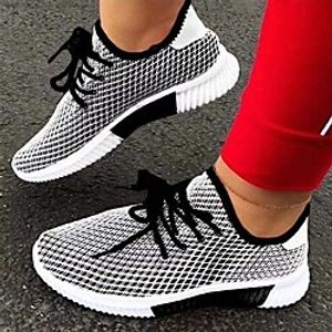 Women's Trainers Athletic Shoes Flat Heel Round Toe Mesh Solid Colored Red Black miniinthebox