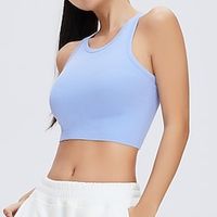 Activewear Top Pure Color Women's Training Running Sleeveless Natural Chinlon Lightinthebox - thumbnail