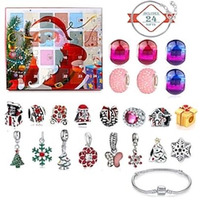 Christmas Advent Calendar 2023 Xmas Gift  Countdown Bracelets Making Kit 24 Days Christmas Gift DIY Charm Beads and Bracelets for Girls Women Kids miniinthebox