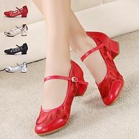 Women's Modern Shoes Party Evening Prom Practice Comfort Shoes Heel Solid Color High Heel Round Toe Buckle Adults' Dark Red Black Gold Lightinthebox - thumbnail