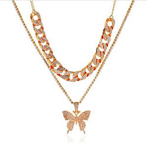 Women's Cubic Zirconia Chain Necklace Classic Butterfly Fashion Alloy Blushing Pink Silver Gold Black 397 cm Necklace Jewelry 1pc For Anniversary Prom Birthday Party Festival miniinthebox