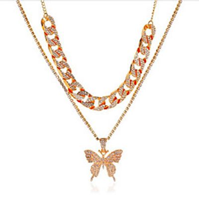 Women's Cubic Zirconia Chain Necklace Classic Butterfly Fashion Alloy Blushing Pink Silver Gold Black 397 cm Necklace Jewelry 1pc For Anniversary Prom Birthday Party Festival miniinthebox