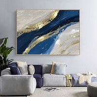 Abstract Modern Wall Art Handpainted Oil Painting for Living Room Fantasy Golden Wall Art Minimalist Painting For Home Decor No Frame Lightinthebox - thumbnail