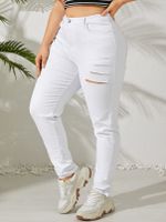 Plus Size Random Ripped Details Pocket Pants - thumbnail