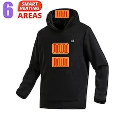 New Men's Heated Hoodie Winter Solid Color 6 Areas Heated Jacket Vest Usb Heated Coat Thickened Plush Warm Women Heated Hoodie Lightinthebox