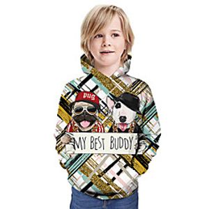 Kids Boys' Hoodie  Sweatshirt Long Sleeve Dog 3D Print Animal Print Beige Children Tops Summer Active Daily Wear Regular Fit 3-13 Years miniinthebox