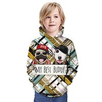 Kids Boys' Hoodie  Sweatshirt Long Sleeve Dog 3D Print Animal Print Beige Children Tops Summer Active Daily Wear Regular Fit 3-13 Years miniinthebox - thumbnail