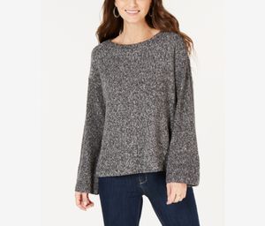 . Womens Knit Marled Pullover Sweater  Grey/White