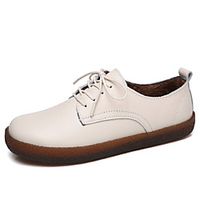 Women's Flats Flat Heel Round Toe Leather Solid Colored Black Red Beige Lightinthebox - thumbnail