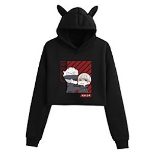 Inspired by Jujutsu Kaisen Gojo Satoru Inumaki Toge Crop Top Hoodie Anime Polyster Print Cat Ear Harajuku Graphic Crop Top For Women's miniinthebox