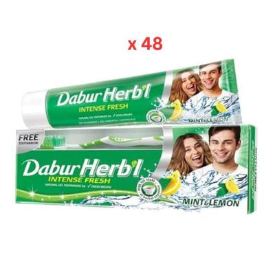 Dabur Herbal Intense Fresh Gel Toothpaste With Blend Of Mint & Lemon - 150g x 48 Dabur Herbal Intense Fresh Gel Toothpaste With Blend Of Mint & Lemon - 150g x 48
