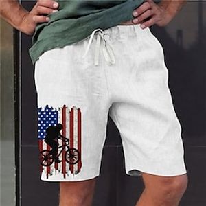 Men's Stylish Designer Straight Shorts Elastic Waist Print Short Pants Sports Outdoor Daily Graphic Prints Bicycle Cotton Blend Comfort Breathable Mid Waist White Army Green S M L XL XXL Lightinthebox