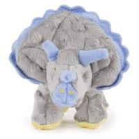 Godog Dinos Frills Durable Plush Squeaker Dog Toy with Chew Guard Technology - Gray - Small