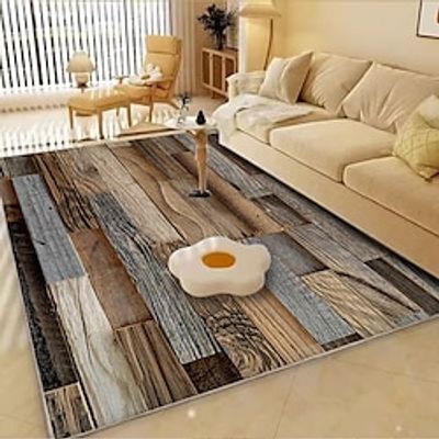 Imitation Wool Wooden Pattern Area Rug Non Slip Floor Mat Bedside Livingroom Bedroom Indoor Outdoor miniinthebox