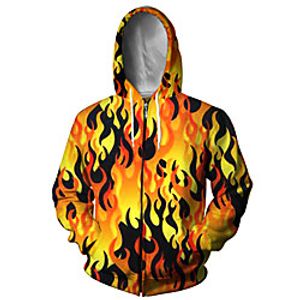 Men's Unisex Full Zip Hoodie Jacket Graphic Prints Flame Zipper Print Daily Sports 3D Print Casual Designer Hoodies Sweatshirts  Orange miniinthebox