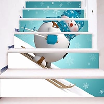 3D Christmas Stair Stickers Decals-6Pcs/Set Christmas Bead Stair Risers Stickers Decals Removable Staircase Decals Vinyl Wall Stickers for Stair Steps Christmas Decoration miniinthebox