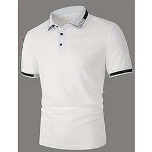 Men's Sport Polo Golf Shirt Casual Holiday Lapel Short Sleeve Fashion Basic Plain Button Summer Regular Fit Black White Pink Royal Blue Sport Polo miniinthebox