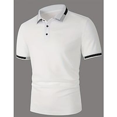 Men's Sport Polo Golf Shirt Casual Holiday Lapel Short Sleeve Fashion Basic Plain Button Summer Regular Fit Black White Pink Royal Blue Sport Polo miniinthebox