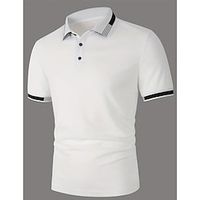 Men's Sport Polo Golf Shirt Casual Holiday Lapel Short Sleeve Fashion Basic Plain Button Summer Regular Fit Black White Pink Royal Blue Sport Polo miniinthebox - thumbnail