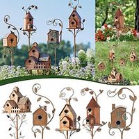 Birdhouse Garden Stakes Metal Bird House with Pole Outdoor Bird House Stake Bird Home for Patio Backyard Patio Outdoor Garden Decoration and Birdhouse Lovers Courtyard Backyard Lightinthebox - thumbnail