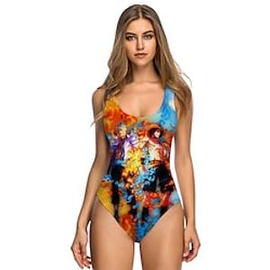 Women's Cute Swimwear Polyester Microfiber 3D Cartoon Black-White Costume Lightinthebox