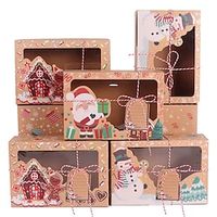 36912pcs Kraft Paper Candy Boxes Merry Christmas Cookie Gift Box Clear Window Packaging Bag Party Favor New Year Decoration Lightinthebox - thumbnail