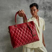 Amica Tote Bag with Top Handles and Quilted Detail