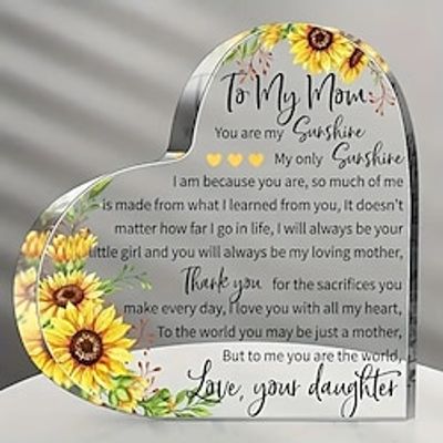 Acrylic Sign Mom Gift Mother In Law Gift Bonus Mom Gift To My Mom Acrylic Heart Sunflower Mothers Plaque Gifts Grateful Birthday Gifts For Mom Acrylic Best Mom Sign Acrylic Heart Sign From Daughter Lightinthebox