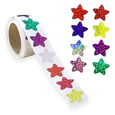 500Pcs/roll Holographic Color Gold Star Stickers for Kids Reward Foil Star Stickers Labels for Wall Crafts Classroom Teachers Supplies miniinthebox
