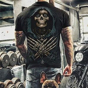 Men's T shirt Tee Tee Graphic Skull Skeleton Crew Neck Clothing Apparel 3D Print Outdoor Casual Short Sleeve Print Vintage Fashion Designer Lightinthebox