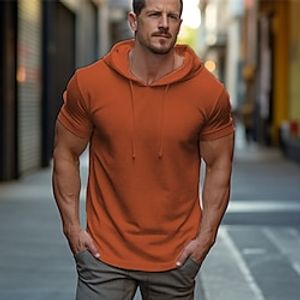 Men's Henley Shirt Waffle Knit Tee Tee Top Plain Hooded Street Vacation Short Sleeves Clothing Apparel Fashion Designer Basic Lightinthebox