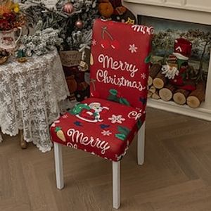 Christmas Dining Chair Cover Farmhouse Stretch Chair Seat Slipcover Spandex Washable Cover Kitchen Protector for Dining Room Wedding Ceremony Durable miniinthebox