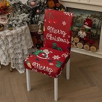 Christmas Dining Chair Cover Farmhouse Stretch Chair Seat Slipcover Spandex Washable Cover Kitchen Protector for Dining Room Wedding Ceremony Durable miniinthebox - thumbnail