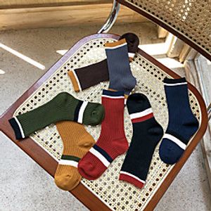 Kids Athletic Sports Socks 1 Pair Long Boys' Girls' Crew Socks Tube Socks Breathable Sweat wicking Comfortable Gym Workout Basketball Running Skateboarding Sports Stripes Solid Colored Cotton Black miniinthebox