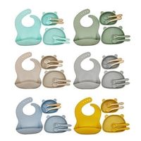 Baby Silicone Feeding Sets, New BPA Free Self Feeding Set, Bowl＆Divided Plate＆Adjustable Bib＆Soft SpoonFork, for Babies and Toddlers - Easy Wipe Clean Lightinthebox - thumbnail