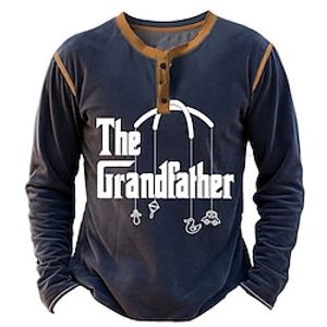 Graphic Letter Fashion Daily Casual Men's 3D Print Henley Shirt Casual Holiday Going out T shirt Black Army Green Dark Blue Long Sleeve Henley Shirt Spring   Fall Clothing Apparel S M L XL XXL 3XL Lightinthebox