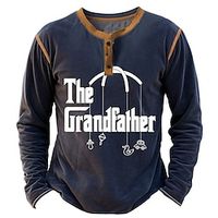 Graphic Letter Fashion Daily Casual Men's 3D Print Henley Shirt Casual Holiday Going out T shirt Black Army Green Dark Blue Long Sleeve Henley Shirt Spring   Fall Clothing Apparel S M L XL XXL 3XL Lightinthebox - thumbnail