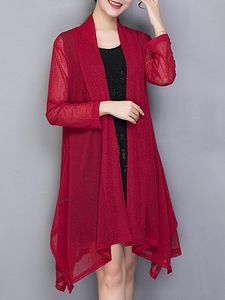 See-through Plain Long Sleeve Cardigan