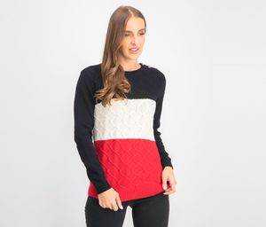 Petite Colorblocked Textured Sweater  Deep Black Combo