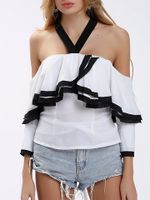 Sexy Flouncing Halter Backless Off-shoulder Women Blouses