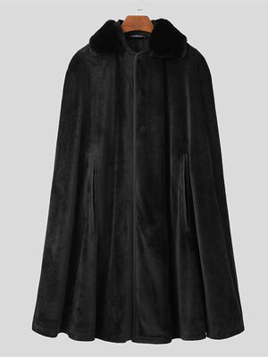 INCERUN Men Casual Velvet Fleece WarmCape Cloak Coat INCERUN Men Casual Velvet Fleece WarmCape Cloak Coat