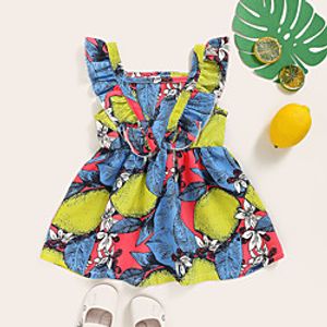 Baby Girls' Basic Color Block Print Sleeveless Maxi Dress Blue miniinthebox