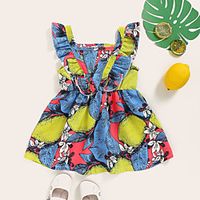 Baby Girls' Basic Color Block Print Sleeveless Maxi Dress Blue miniinthebox - thumbnail