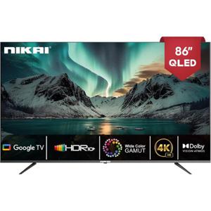 Nikai 86 Inch 4K QLED Ultra HD Smart Google TV| Hands Free Voice Control| Game Master| Dolby Vision + Atmos, 4K HDR10+| Effortless Connectivity wit...