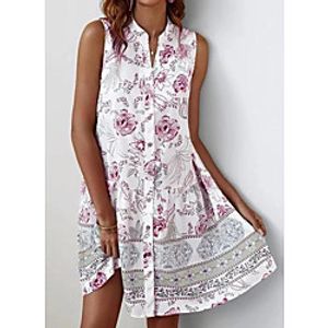 Women's Shift Dress Short Mini Dress Blushing Pink Sleeveless Florals Casual 2021 S M L XL XXL XXXL 4XL miniinthebox