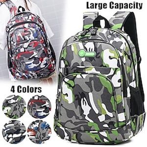 Men's Women's Backpack School Bag Bookbag Tactical Backpack Commuter Backpack School Outdoor Daily Color Block Geometric Pattern Oxford Cloth Large Capacity Lightweight Durable Zipper Light Green Red miniinthebox
